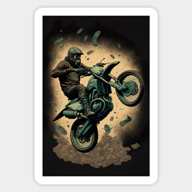 Dirt Bike Stunt Around Money Sticker by KoolArtDistrict